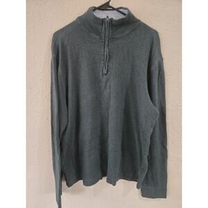 Banana Republic Cotton Quarter Zip Pullover Sweater, Grayish Green, Size Large